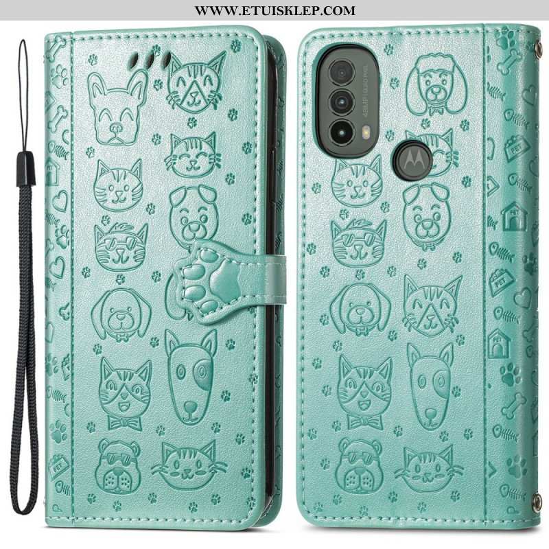 Etui Folio do Moto E40 / E30 / E20 Animowane Zwierzęta